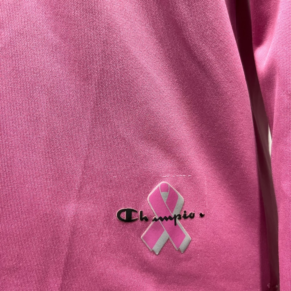 Pink Champion Longsleeve Athletic Top with Breast  Cancer Awareness Logo